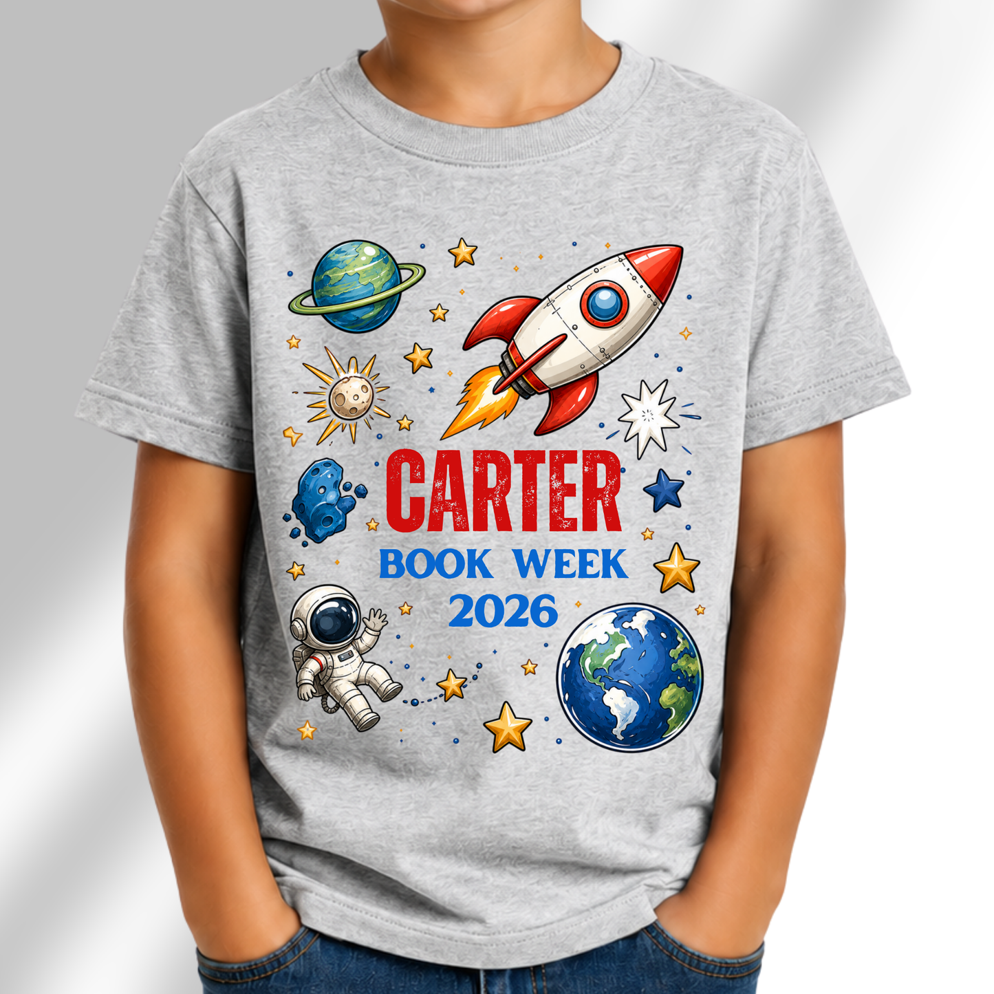 Personalised Space Book Week 2026 Shirt – Kids & Adults