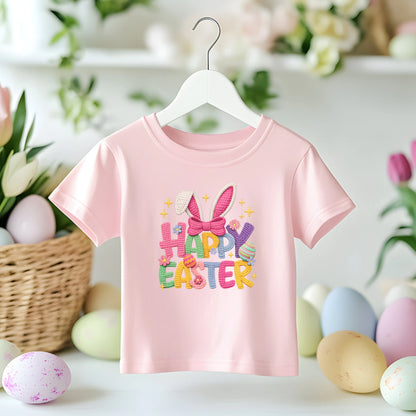 Faux Crochet Knitted Happy Easter T-Shirt