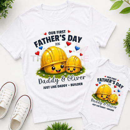 Personalised Builder Daddy & Me First Father's Day Matching Set