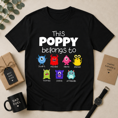 Personalised Poppy Monster T-Shirt | Grandchildren Names