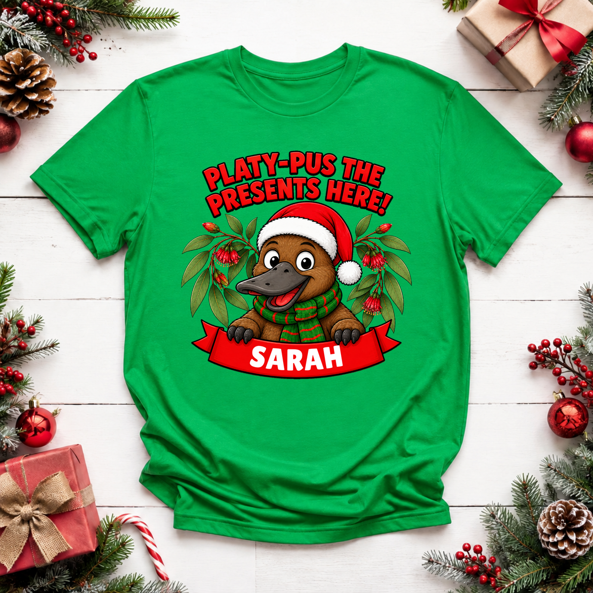 Personalised Aussie Animal Christmas T-Shirt