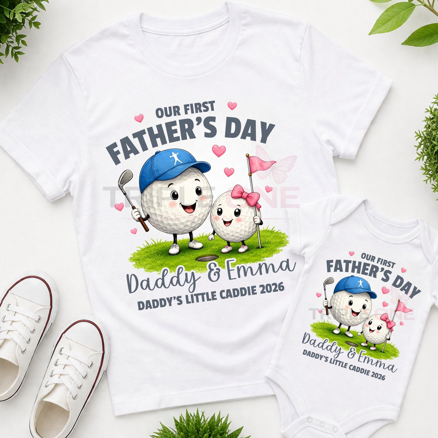 Personalised Golf Daddy & Me First Father's Day Matching Set