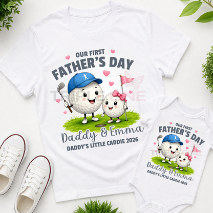 Personalised Golf Daddy & Me First Father's Day Matching Set
