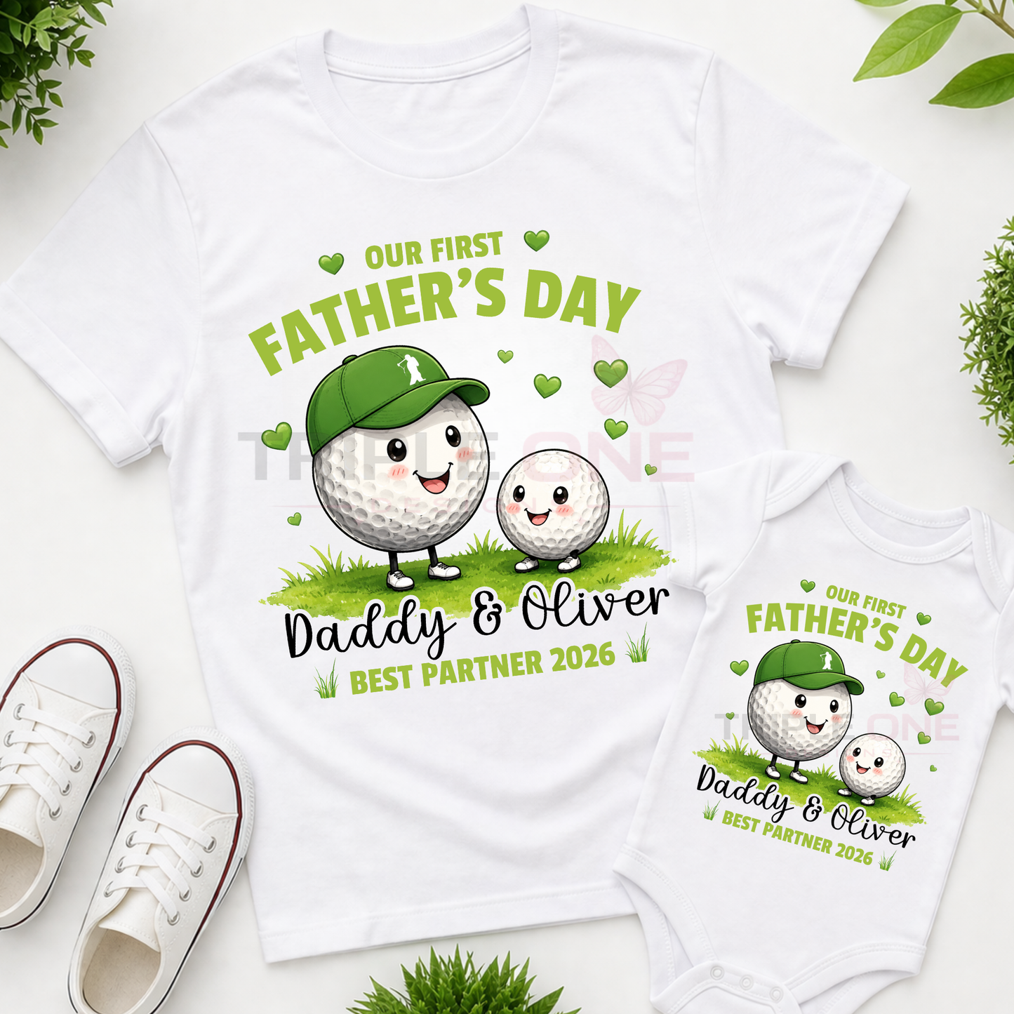 Personalised Golf Daddy & Me First Father's Day Matching Set