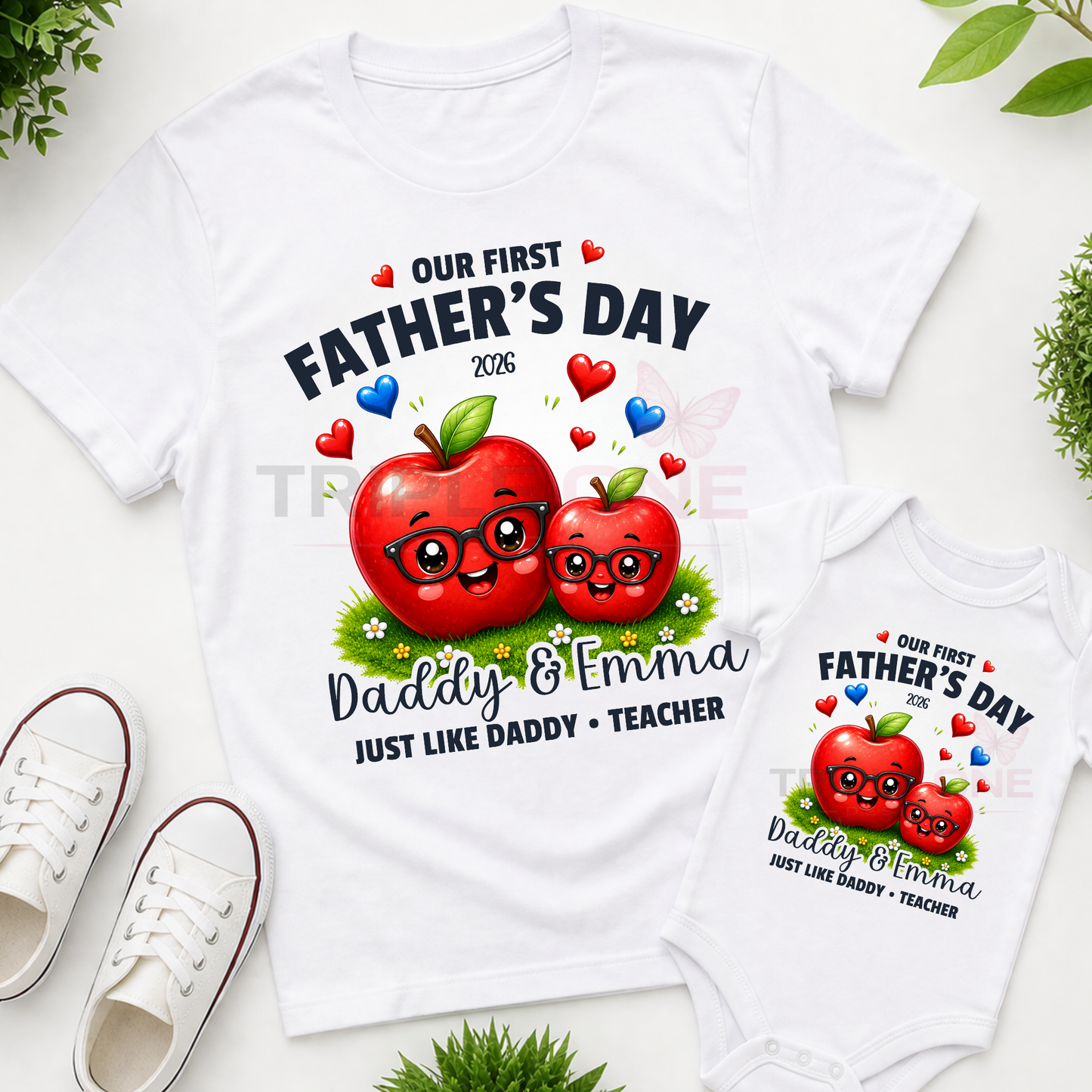 Personalised Teacher Daddy & Me First Father's Day Matching Set