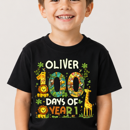 Personalised 100 Days of School Safari Shirt