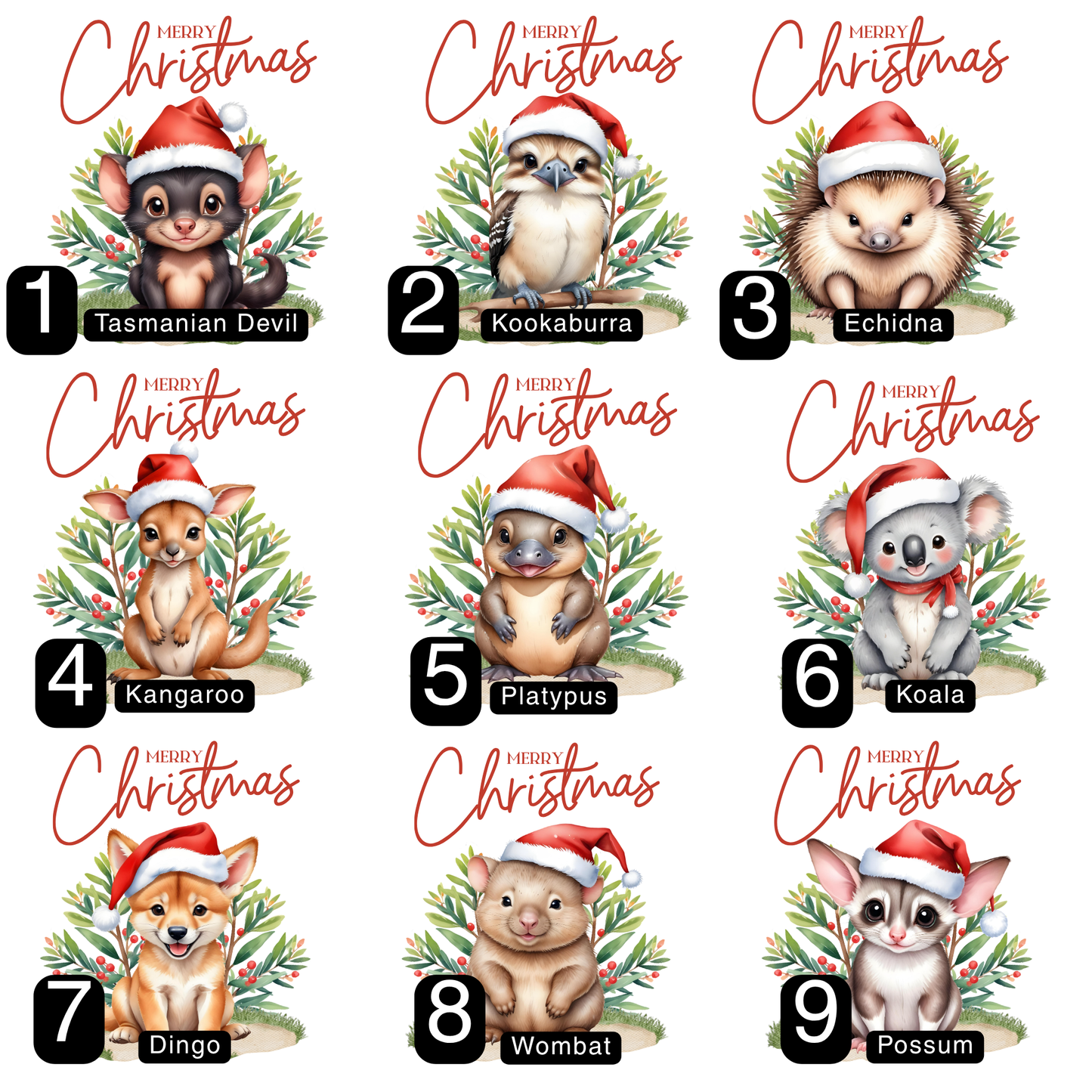 Personalised Australian Animal Christmas Shirts