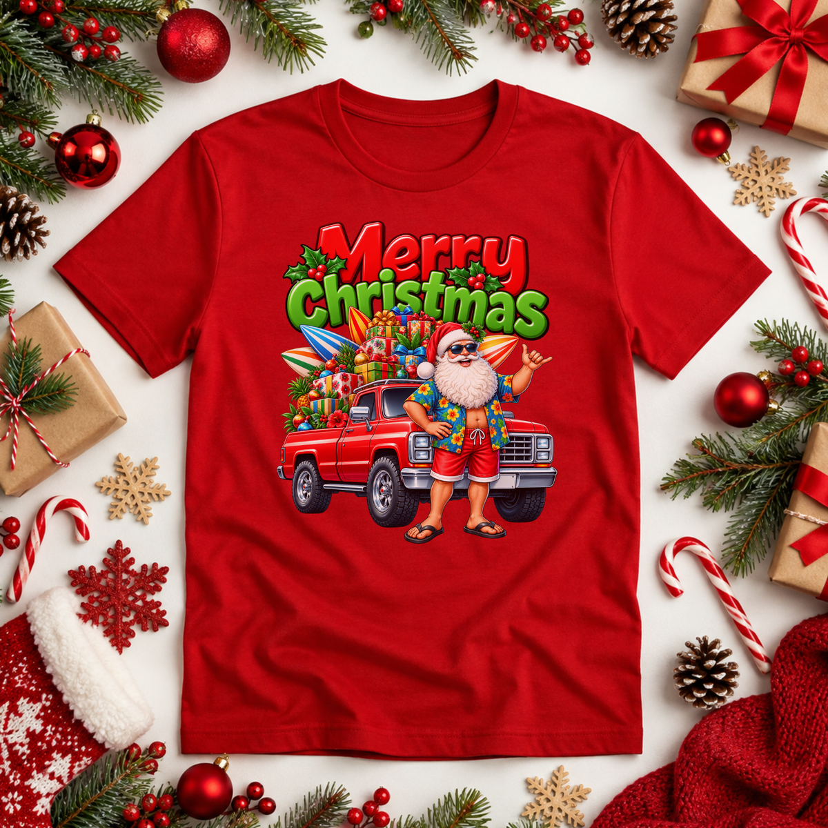 Aussie Summer Santa Christmas T-Shirt