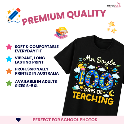 Personalised 100 Days of Teaching Rainbow Shirt
