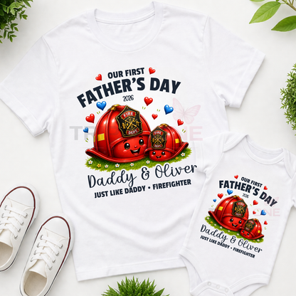 Personalised Firefighter Daddy & Me First Father's Day Set