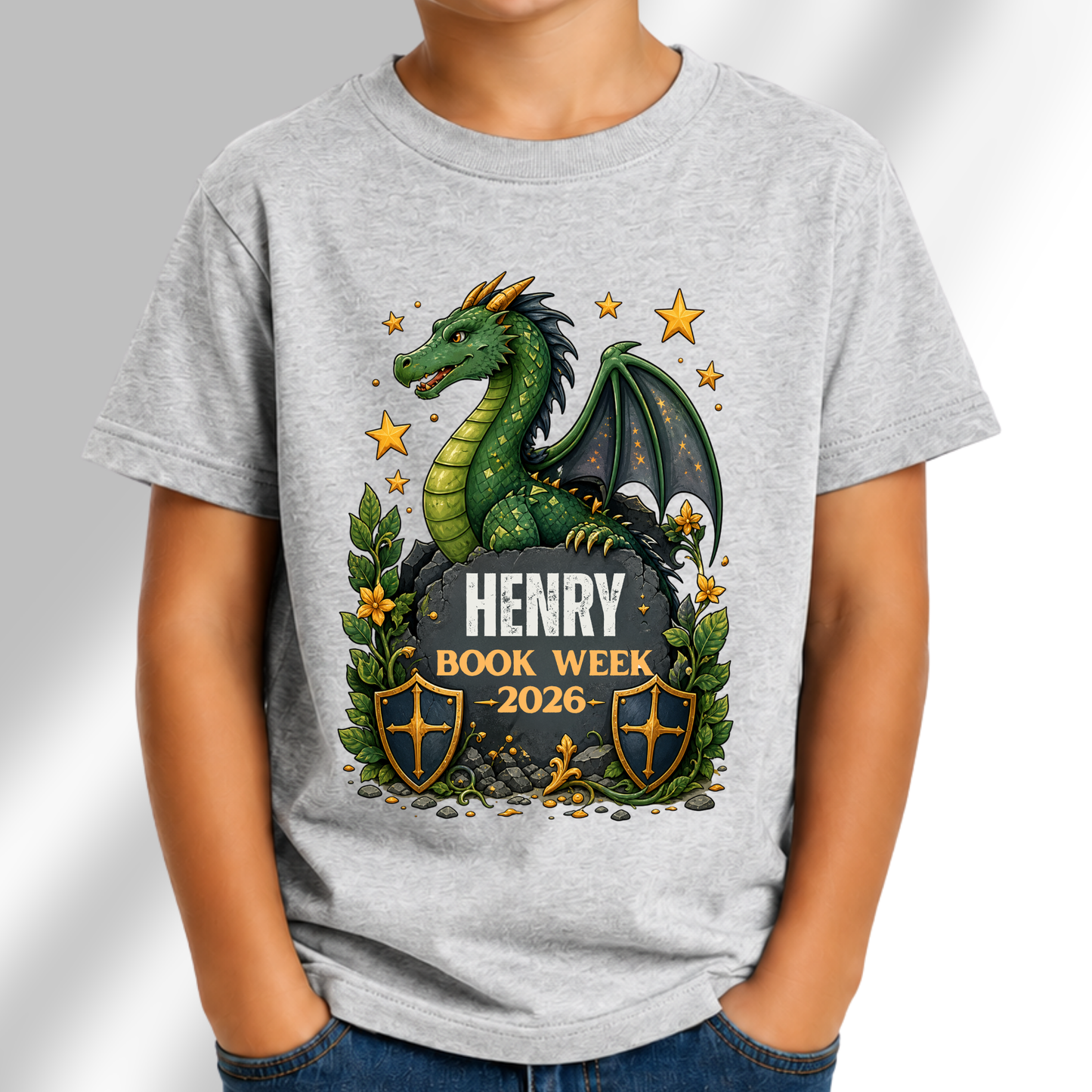 Personalised Dragon Book Week 2026 Kids T-Shirt
