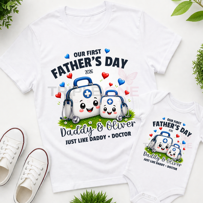 Personalised Doctor Daddy & Me First Father's Day Matching Set | Just Like Daddy