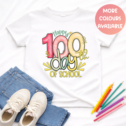 Happy 100 Days of School Shirt | Colourful Kids Tee