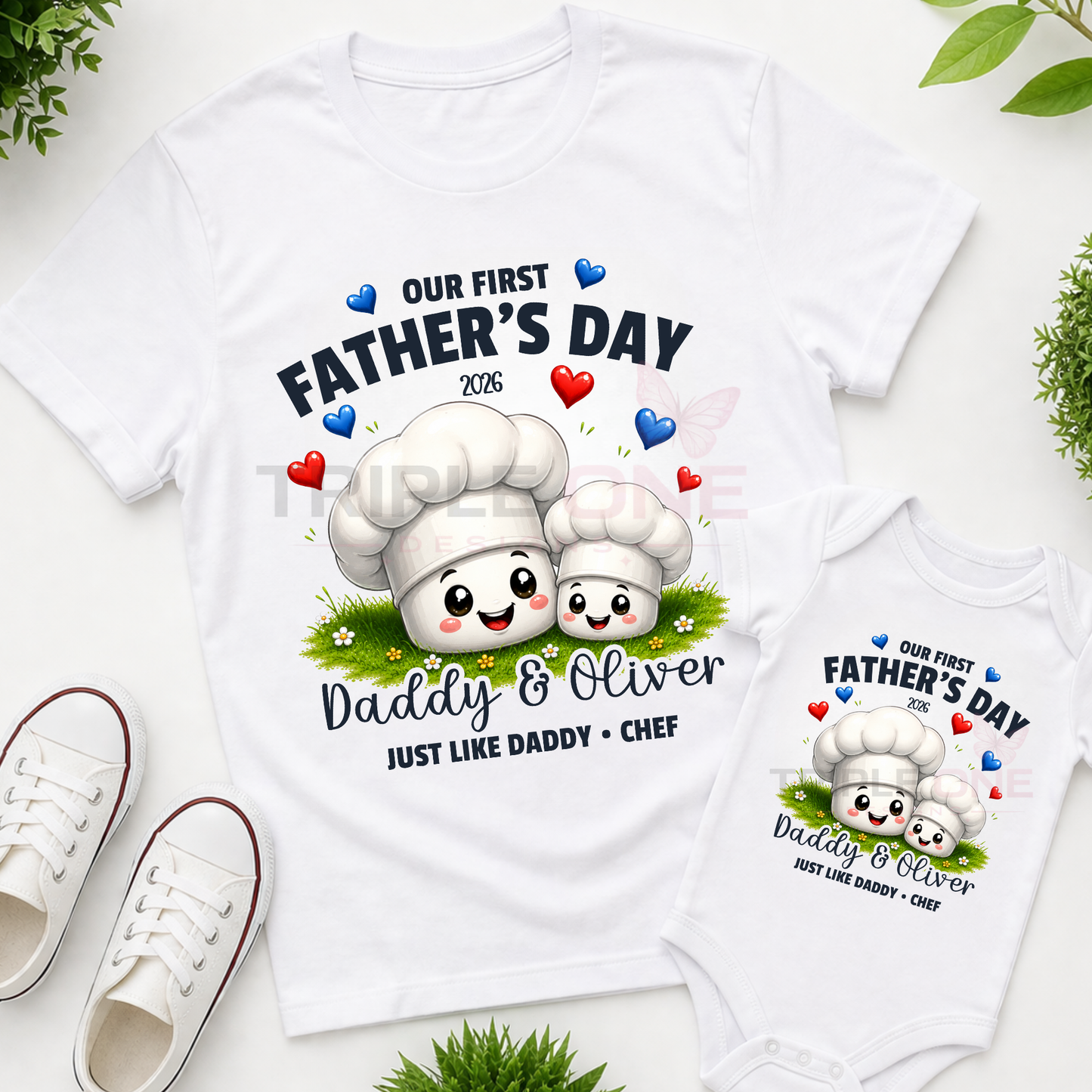 Personalised Chef Daddy & Me First Father's Day Matching Set