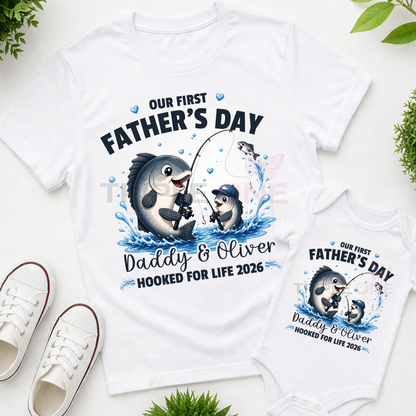Personalised Fishing Daddy & Me First Father's Day Matching Set