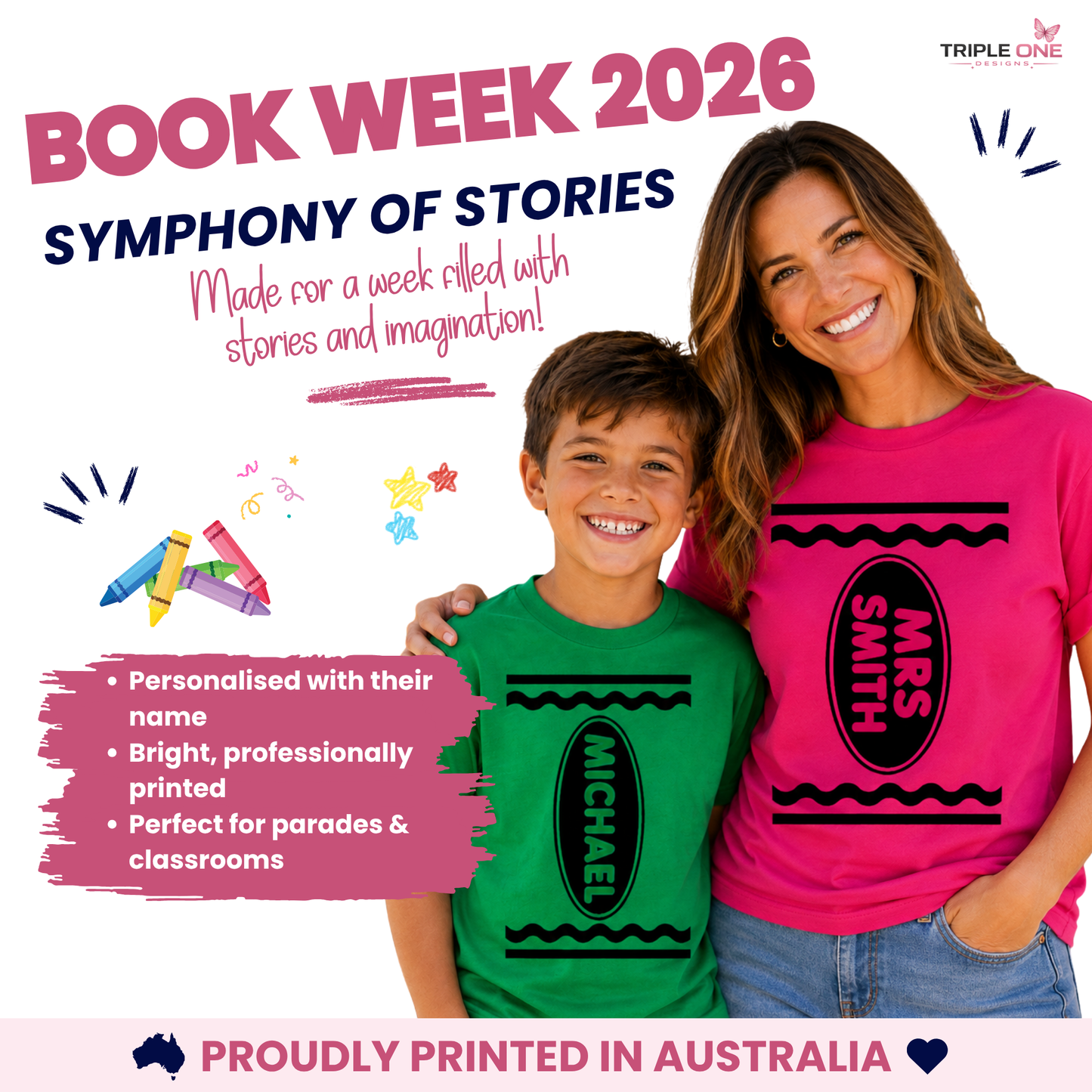 Personalised Crayon Book Week Costume T-Shirt