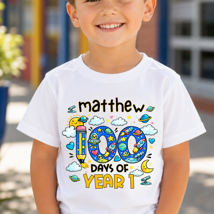 Personalised 100 Days of School Space Shirt