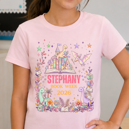 Personalised Enchanted Dinosaur Book Week 2026 Shirt – Kids & Adults