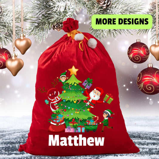 Personalised Red Velvet Santa Sack