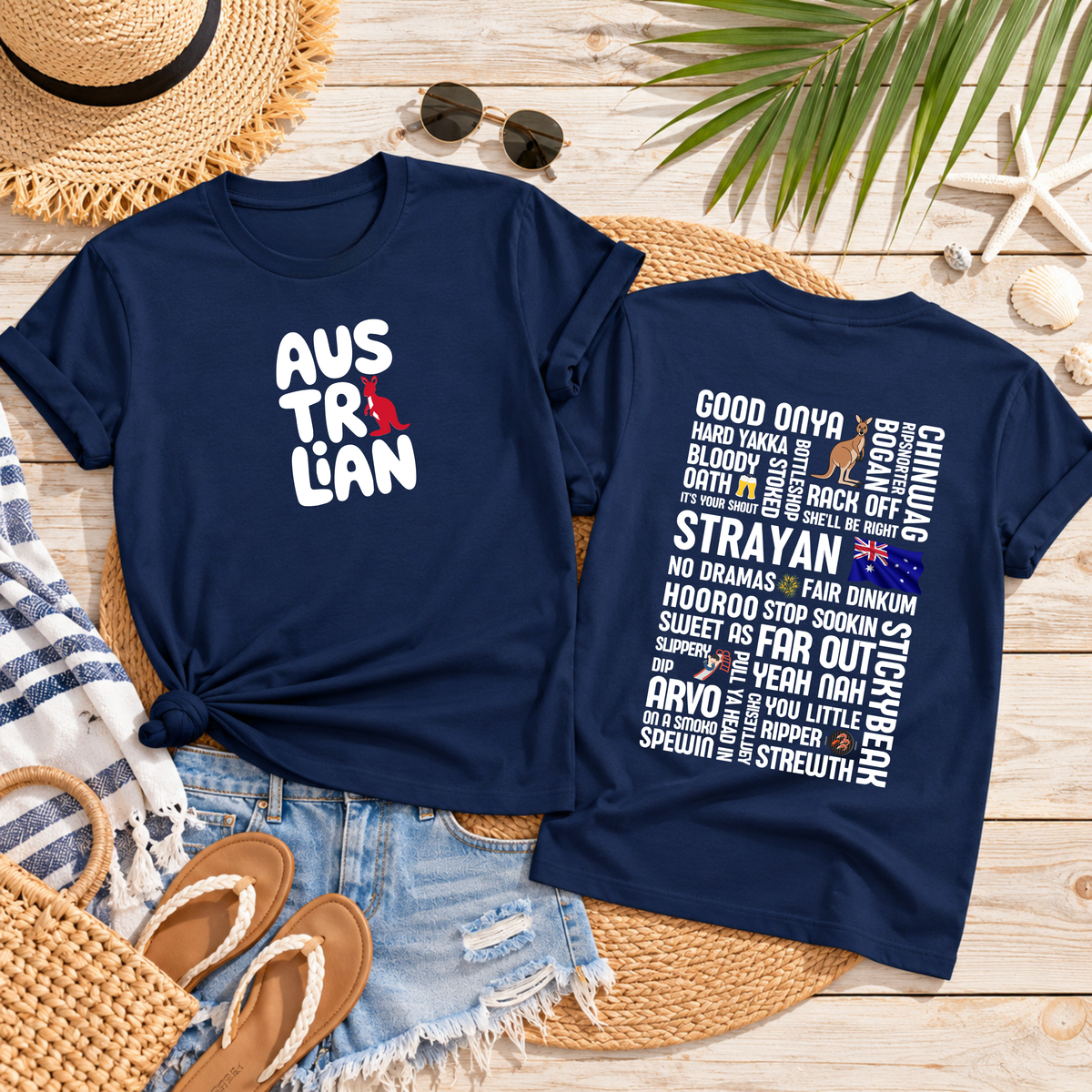 Aussie Slang T-Shirt – Australian Front & Back Print