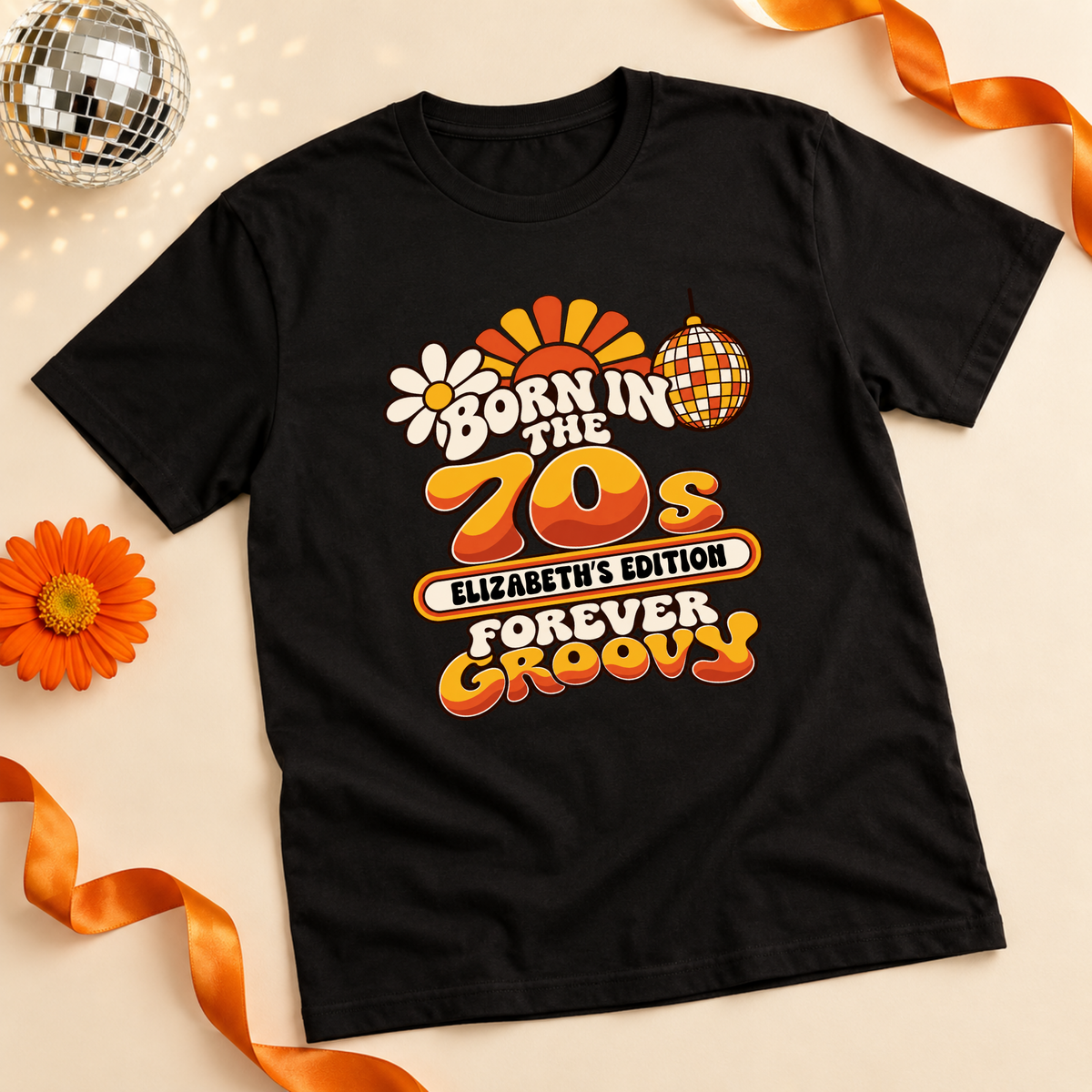 Personalised Born in the 70s T-Shirt