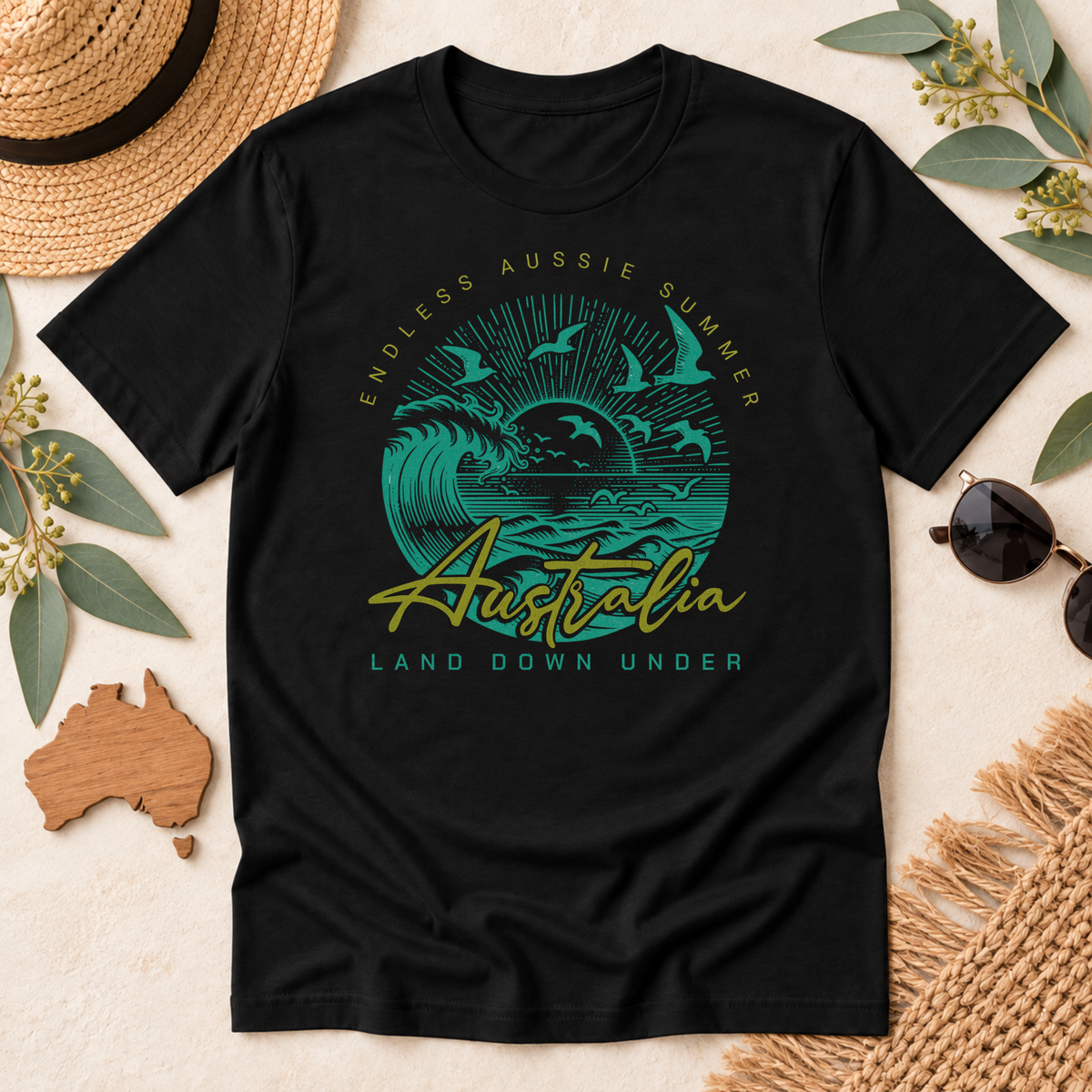 Endless Aussie Summer Australia T-Shirt – Retro Wave Design