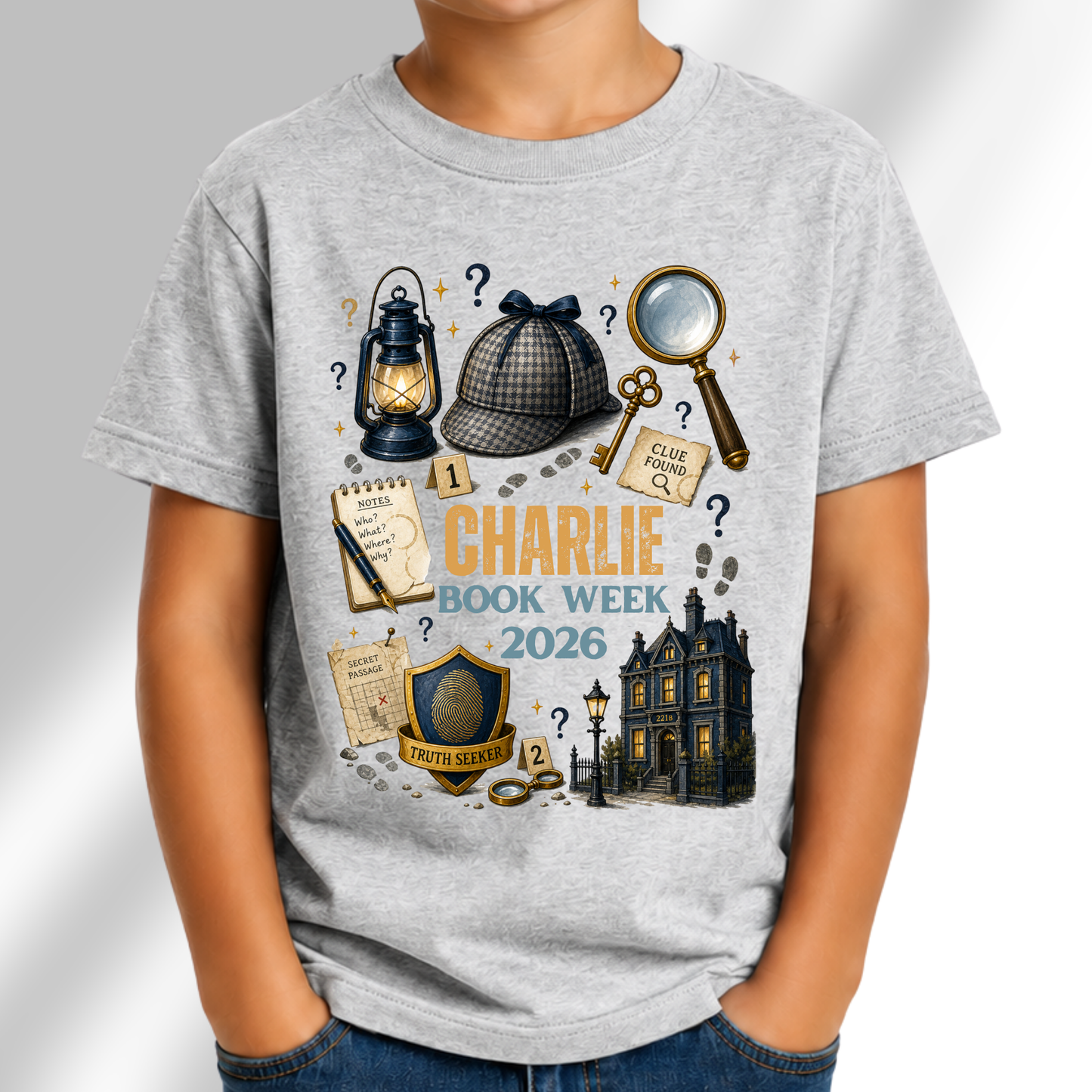 Personalised Detective Book Week 2026 Shirt – Kids & Adults