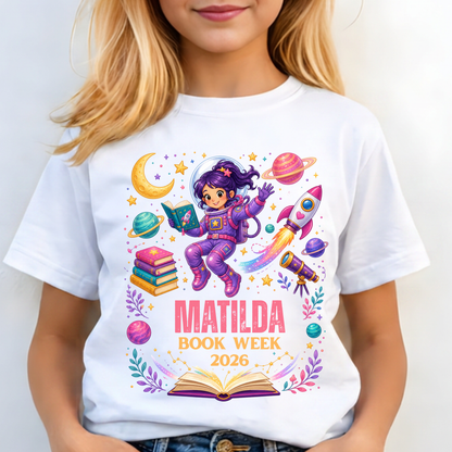 Personalised Space Reader Book Week 2026 Shirt – Kids & Adults