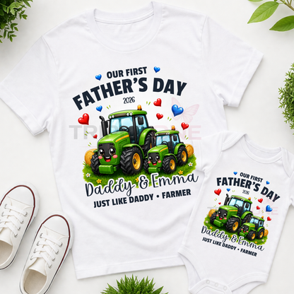 Personalised Farmer Daddy & Me First Father's Day Matching Set