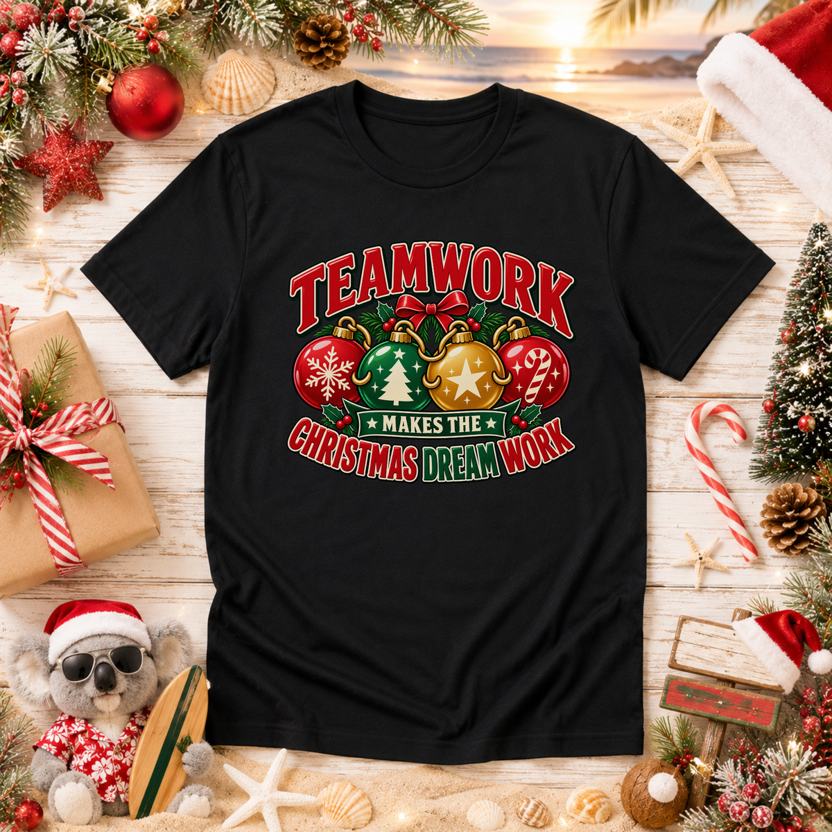 Teamwork Makes the Christmas Dream Work T-Shirt – Staff Christmas Tee