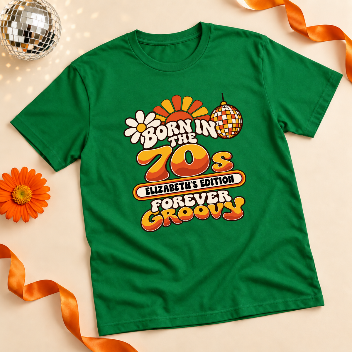 Personalised Born in the 70s T-Shirt