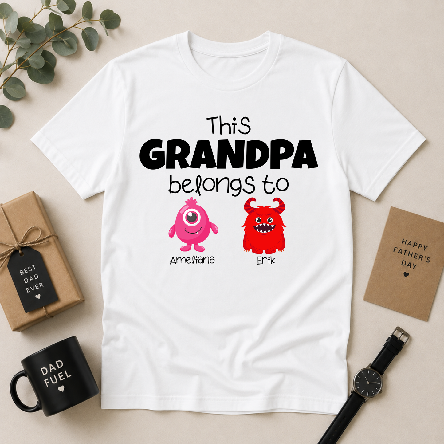 Personalised Poppy Monster T-Shirt | Grandchildren Names