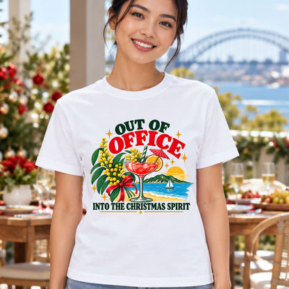 Out of Office Christmas T-Shirt – Aussie Summer Cocktail Tee