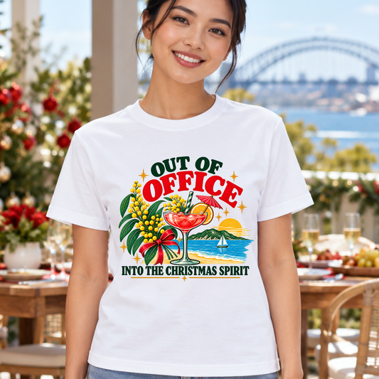 Out of Office Christmas T-Shirt – Aussie Summer Cocktail Tee
