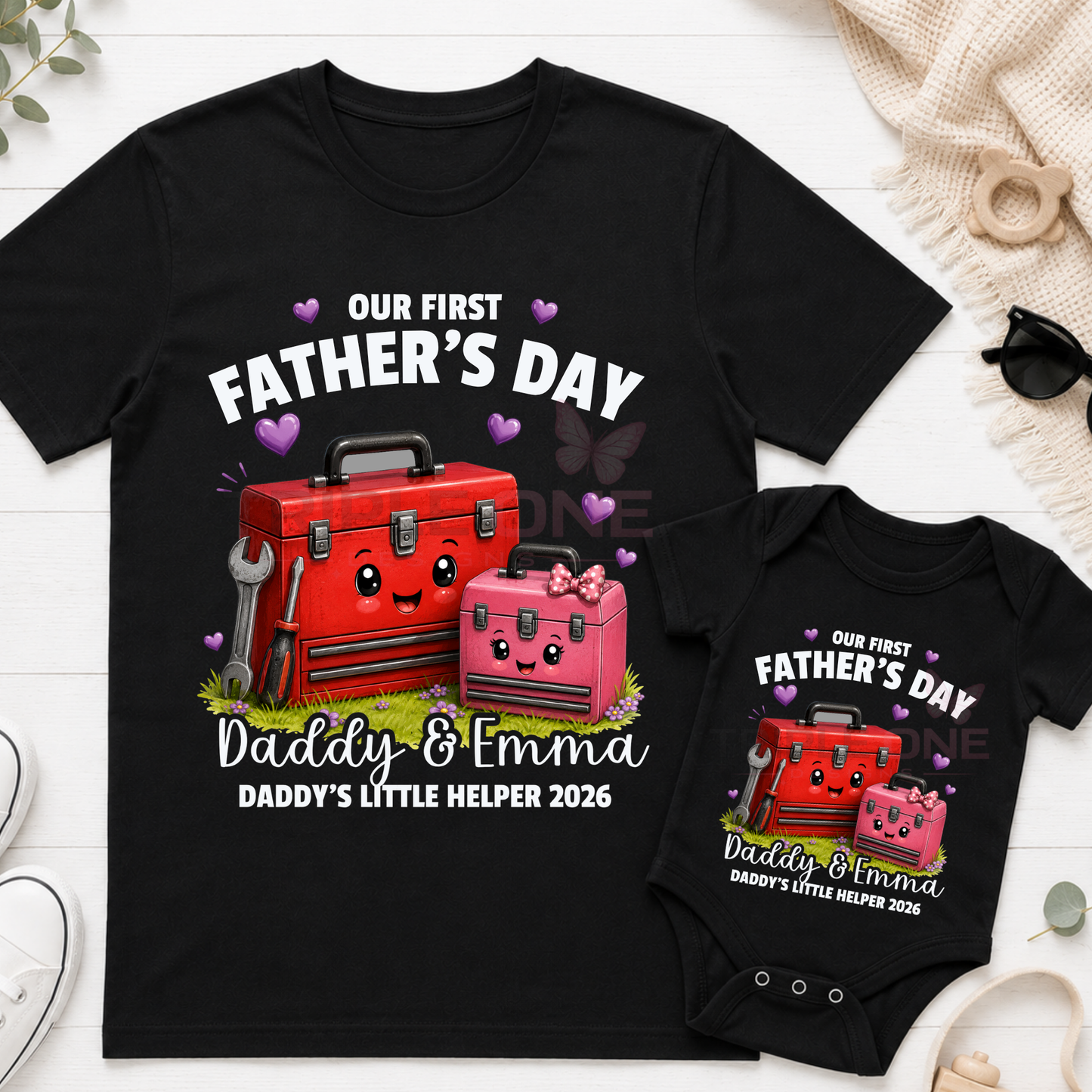Personalised Mechanic Daddy & Me First Father's Day Matching Set | Daddy's Little Helper