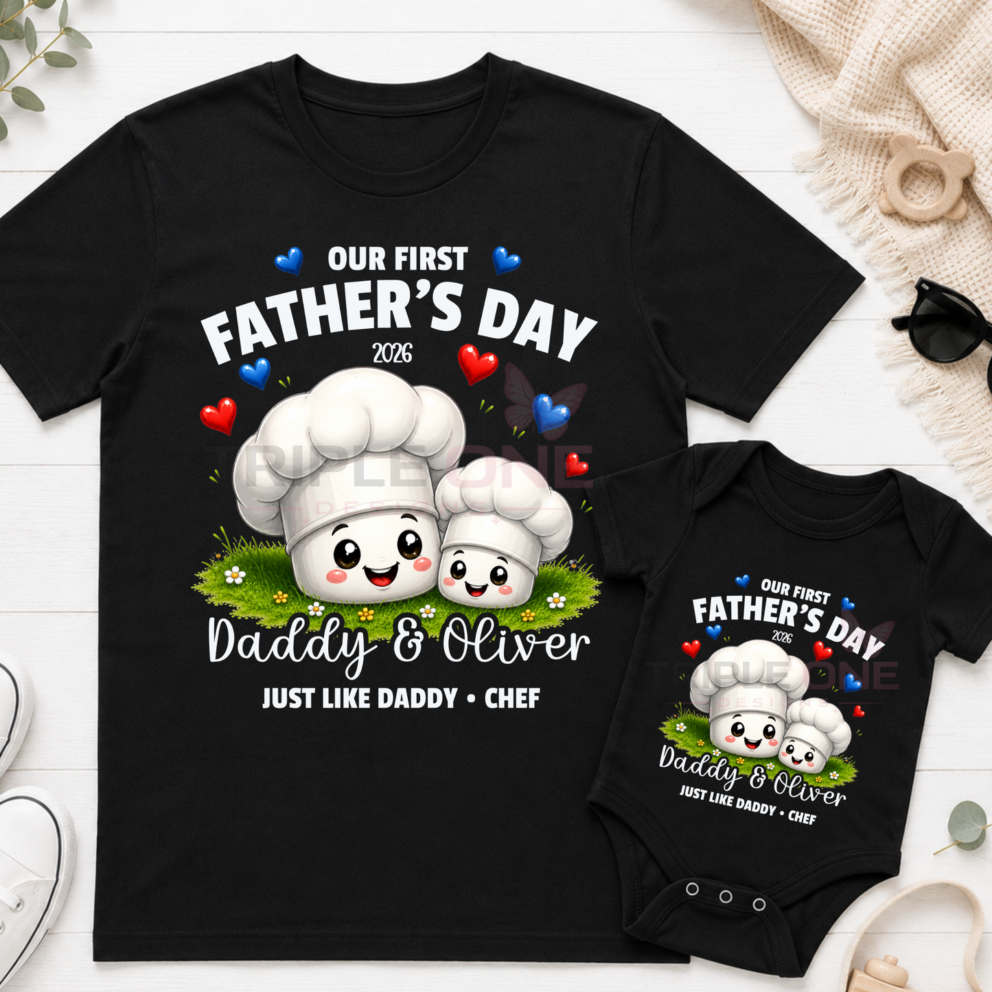 Personalised Chef Daddy & Me First Father's Day Matching Set