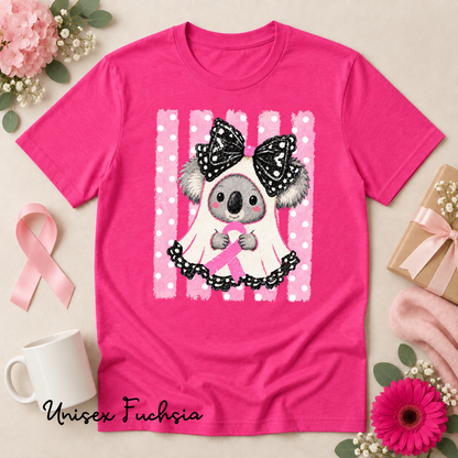 Pink Ribbon Koala Ghost Breast Cancer Awareness Halloween Shirt