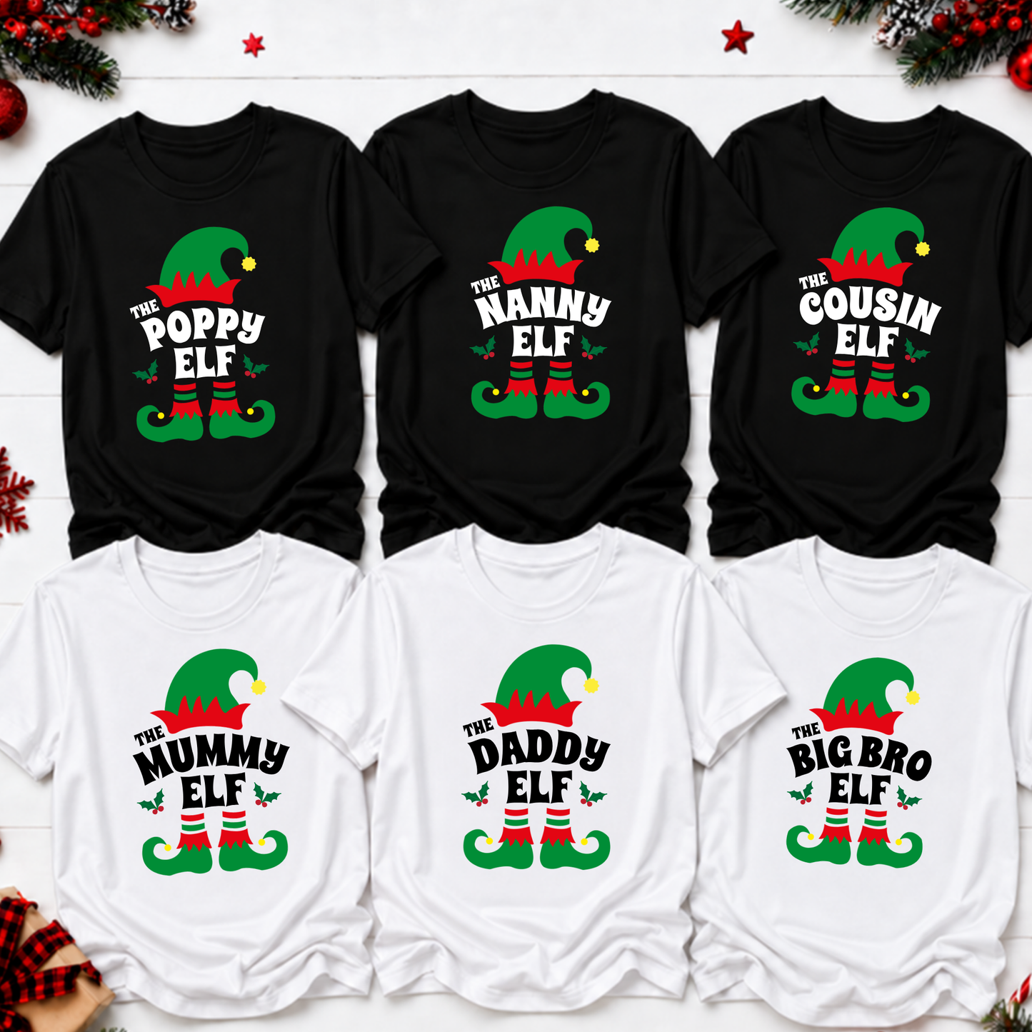 Personalised Family Elf Christmas T-Shirts