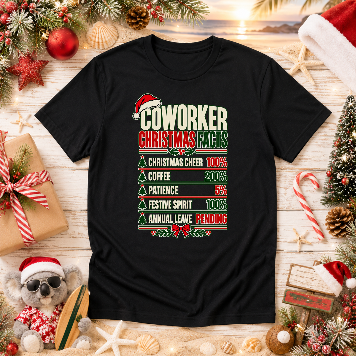 Coworker Christmas Facts T-Shirt – Funny Work Christmas Tee
