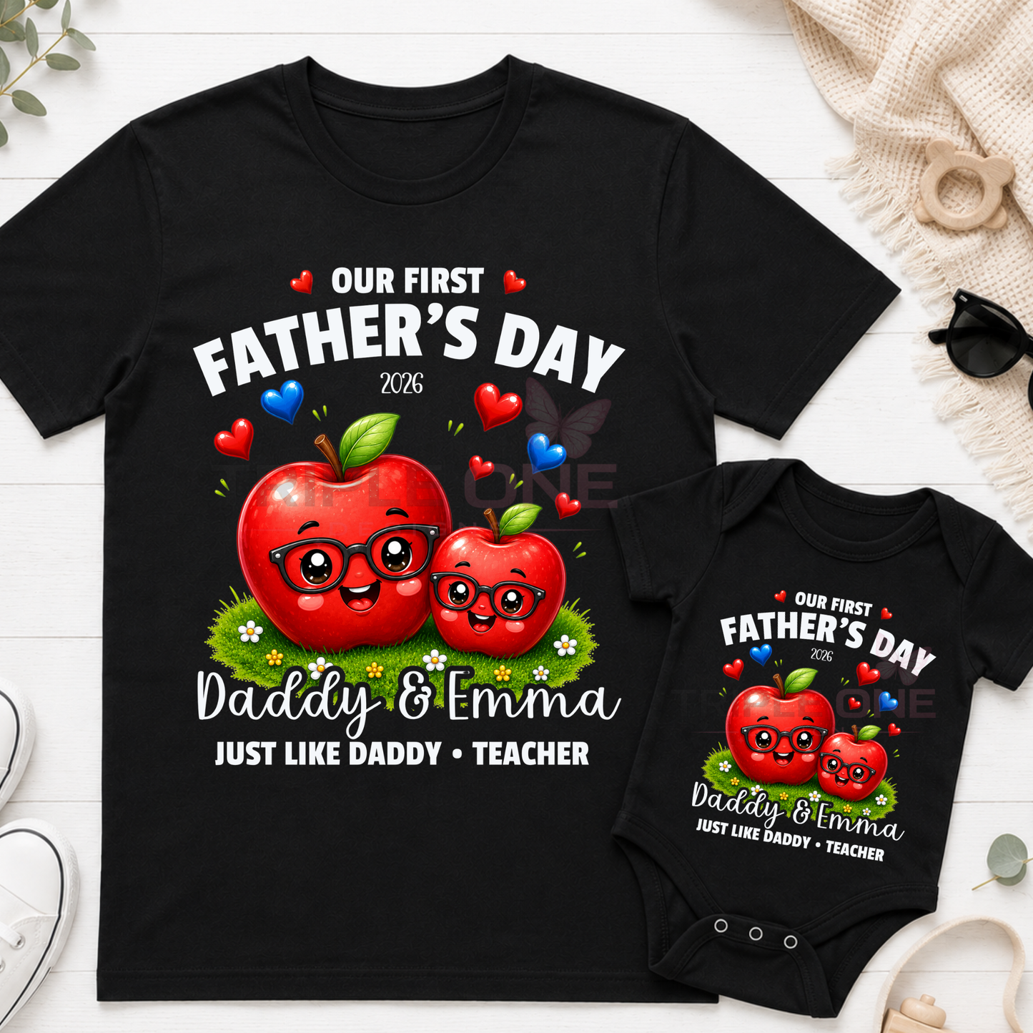 Personalised Teacher Daddy & Me First Father's Day Matching Set