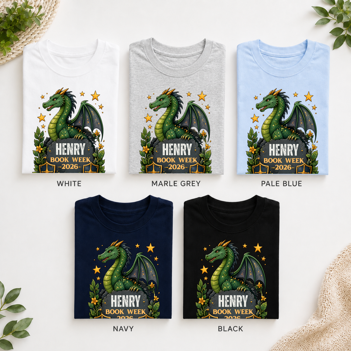 Personalised Dragon Book Week 2026 Kids T-Shirt