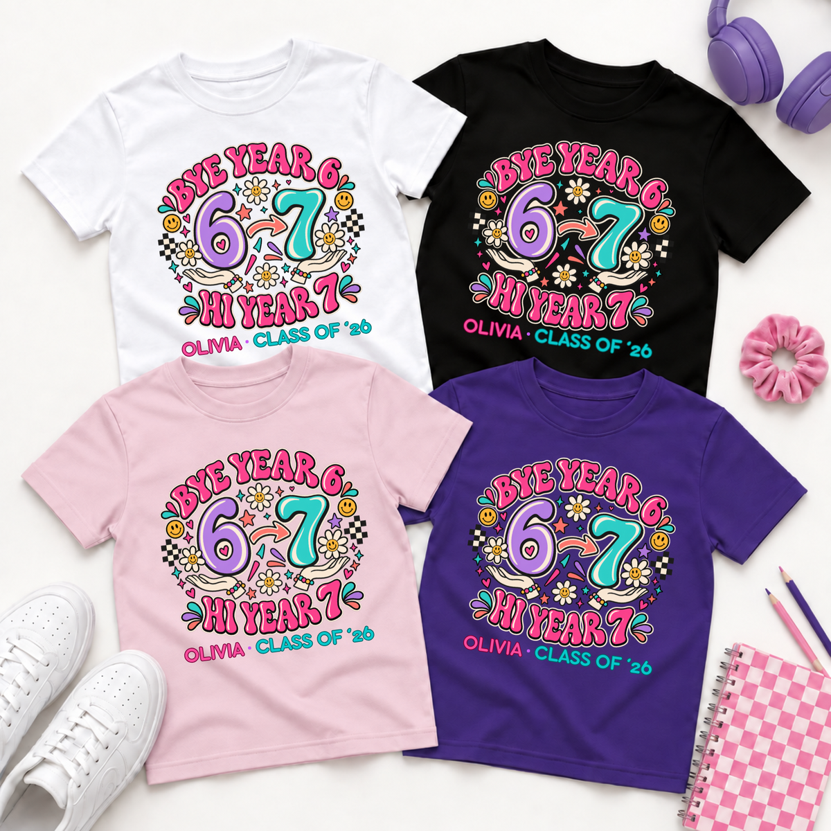 Personalised Year 6 Graduation Shirt Bye Year 6 Hi Year 7