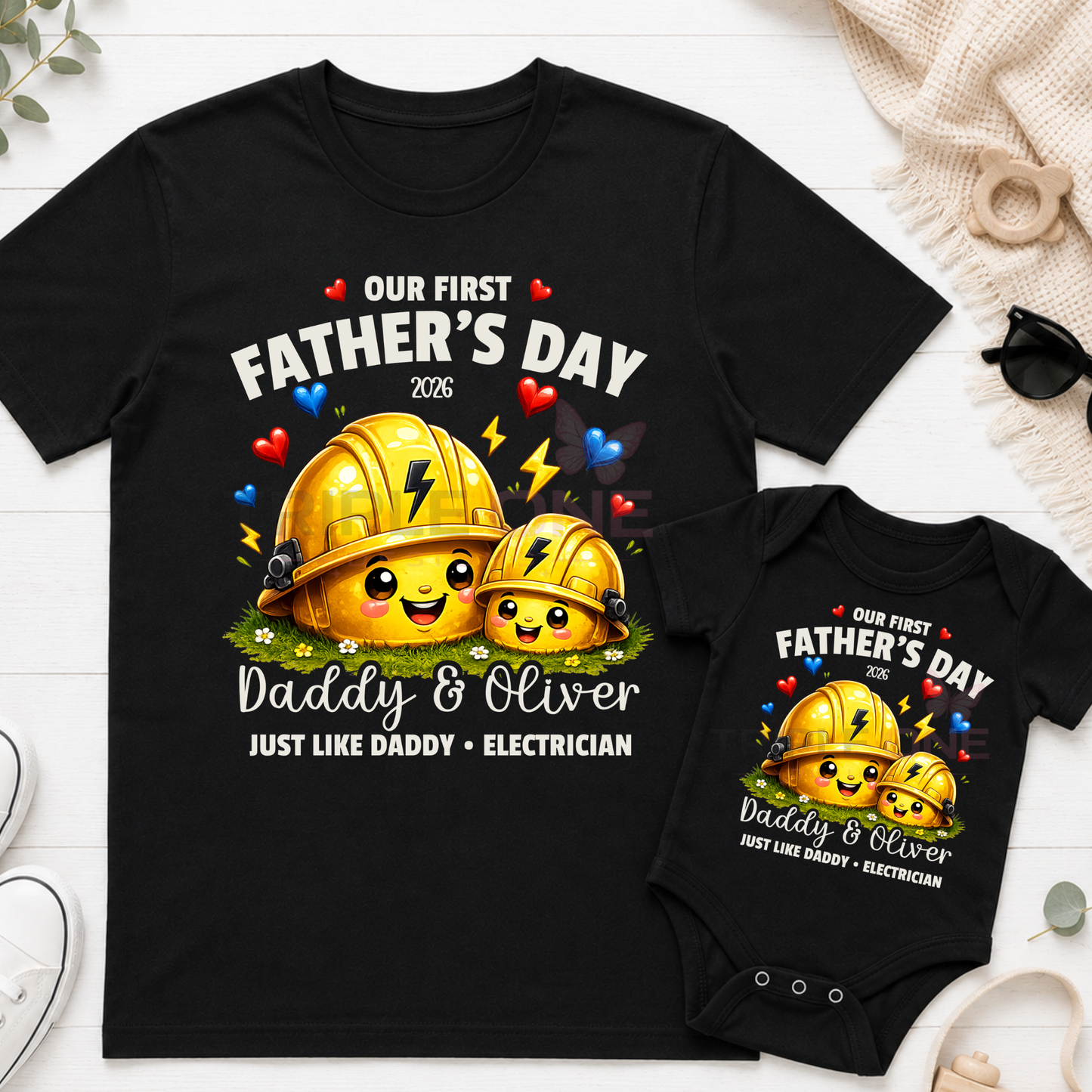 Personalised Electrician Daddy & Me First Father's Day Matching Set