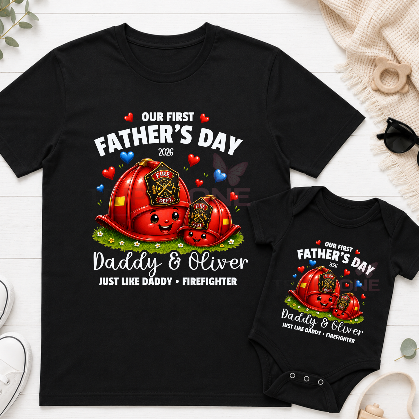 Personalised Firefighter Daddy & Me First Father's Day Set