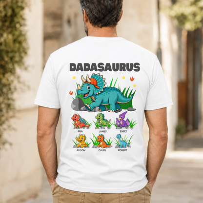 Personalised Dadasaurus Shirt with Kids Names