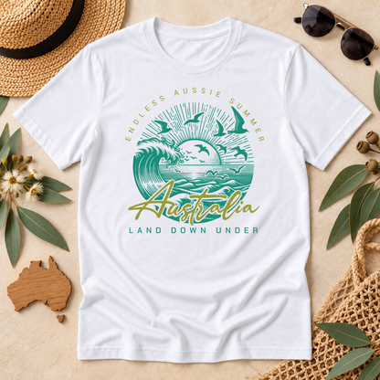 Endless Aussie Summer Australia T-Shirt – Retro Wave Design