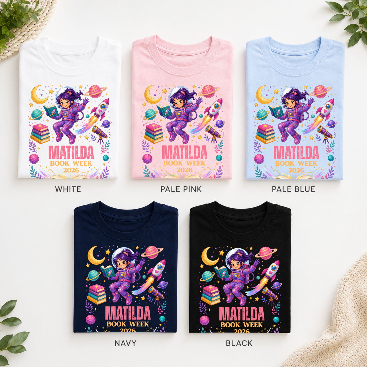 Personalised Space Reader Book Week 2026 Shirt – Kids & Adults