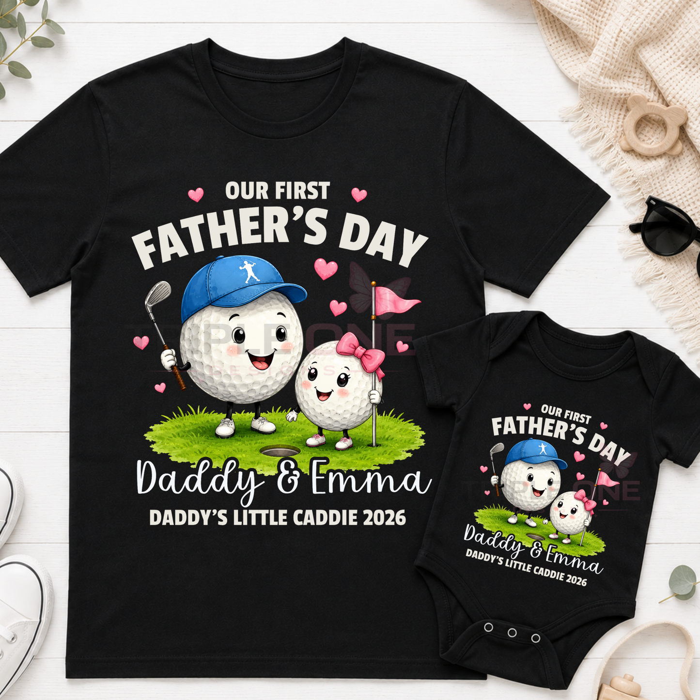 Personalised Golf Daddy & Me First Father's Day Matching Set
