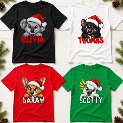 Personalised Australian Animal Christmas T-Shirt – 12 Designs