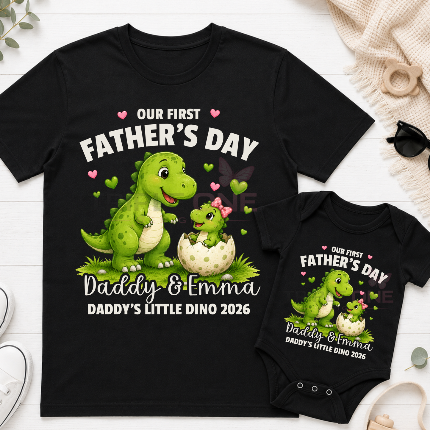 Personalised Dinosaur Daddy & Me First Father's Day Matching Set | Daddy's Little Dino